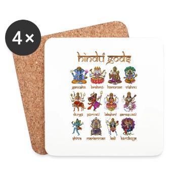Dieux et déesses hindous - Dessous de verre (lot de 4) - blanc - Devant
