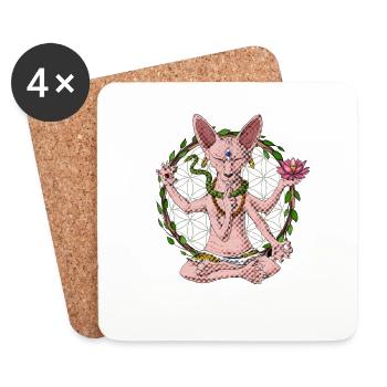 Sphynx Katzen Yoga - Untersetzer (4er-Set) - Weiß - Vorne
