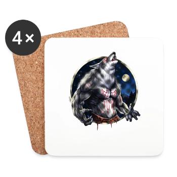 Loup-garou hurlant - Dessous de verre (lot de 4) - blanc - Devant
