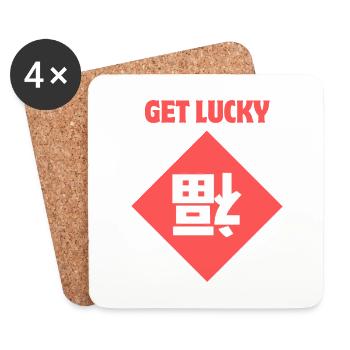 Get Lucky / Chinese Lucky charm (Fu dao) - Dessous de verre (lot de 4) - blanc - Devant