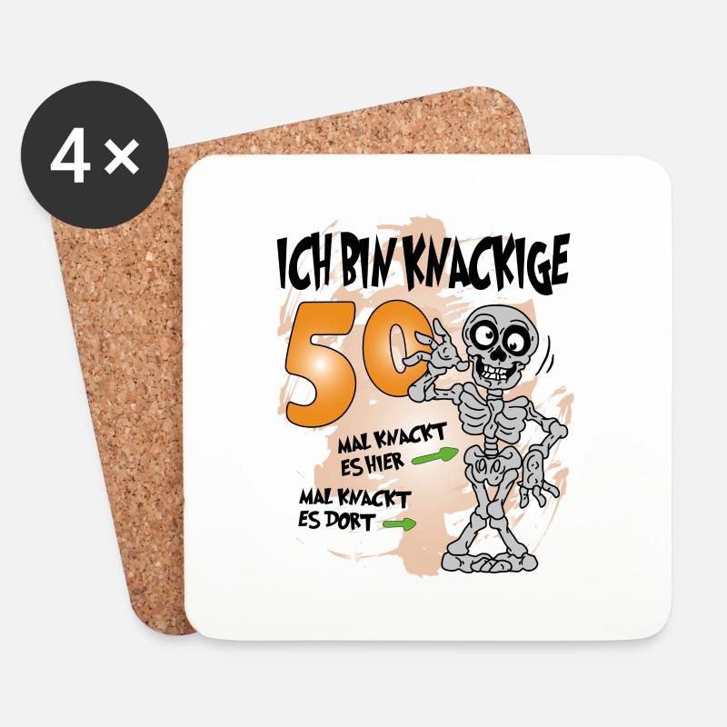 Geburtstag 50 Knackige Jahre Skelett Knochen - Untersetzer (4er-Set) - Weiß