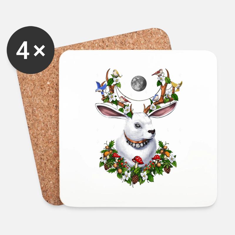 Jackalope Kaninchen - Untersetzer (4er-Set) - Weiß