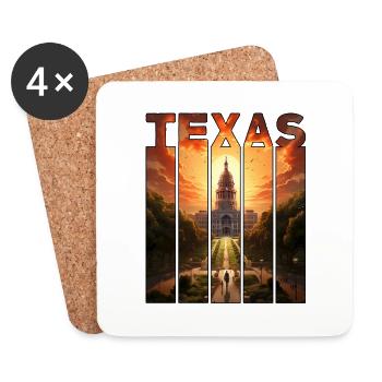 Texas Motiv Pferd reitet in den Sonnenuntergang - Untersetzer (4er-Set) - Weiß - Vorne