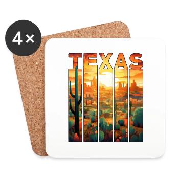 Texas Motif Tourist Desert City Sunset - Coasters (set of 4) - white - Front