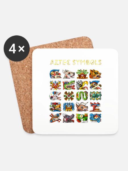 Aztekische Symbole - Untersetzer (4er-Set) - Weiß