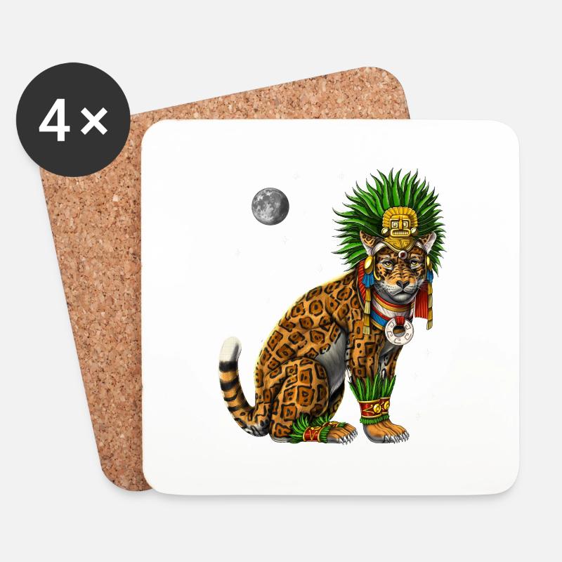 Aztekischer Jaguargott - Untersetzer (4er-Set) - Weiß
