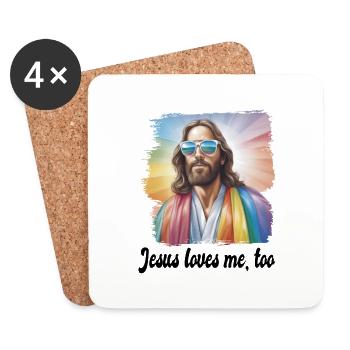 Jesus is proud too pride gay homosexuell Spruch - Untersetzer (4er-Set) - Weiß - Vorne