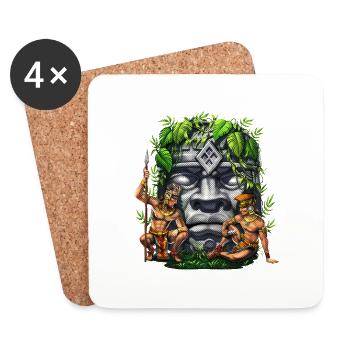 Olmec Head Warriors - Coasters (set of 4) - white - Front