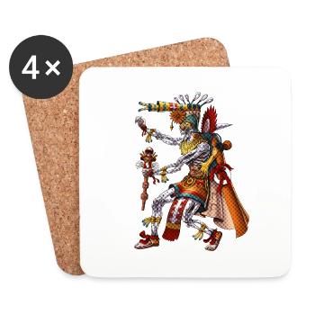 Dieu aztèque Mictlantecuhtli - Dessous de verre (lot de 4) - blanc - Devant