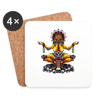 Déesse aztèque Tlaltecuhtli - Dessous de verre (lot de 4) - blanc - Devant
