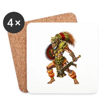 Aztec Jaguar Warrior - Coasters (set of 4) - white - Front