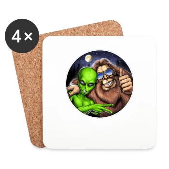 Bigfoot and Alien - Coasters (set of 4) - white - Front