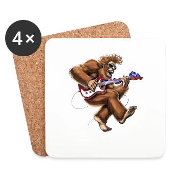 Guitariste Bigfoot - Dessous de verre (lot de 4) - blanc - Devant