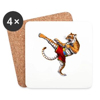 Tiger Muay Thai Fighter - Coasters (set of 4) - white - Front