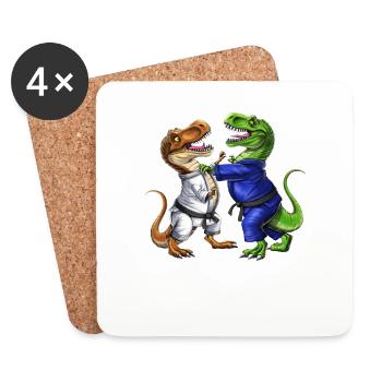 Lutteurs de Jiu-Jitsu T-Rex Dinosaur - Dessous de verre (lot de 4) - blanc - Devant