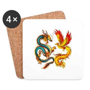 Dragon and Phoenix - Coasters (set of 4) - white - Front