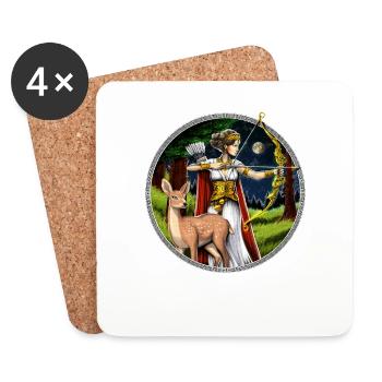 Artemis Greek Hunter Goddess - Coasters (set of 4) - white - Front