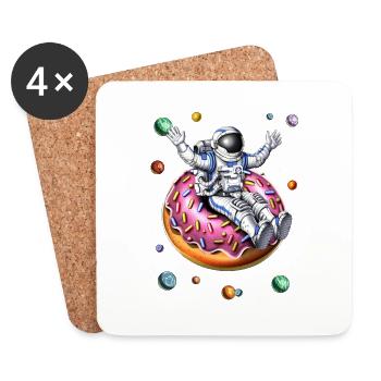 Weltraumastronaut reitet Donut - Untersetzer (4er-Set) - Weiß - Vorne