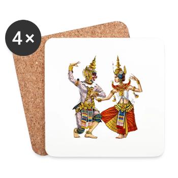 Kambodschanischer Khmer-Apsara-Tanz - Untersetzer (4er-Set) - Weiß - Vorne