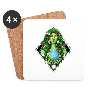 Gaia Mutter Erde Göttin - Untersetzer (4er-Set) - Weiß - Vorne