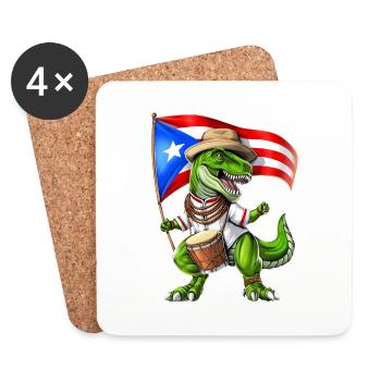 Puerto Rico T-Rex Dinosaur - Coasters (set of 4) - white - Front