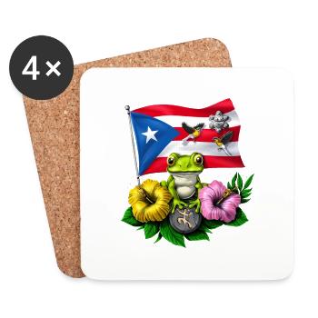 Puerto Rico Boricua Flag - Coasters (set of 4) - white - Front