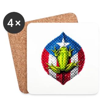 Drapeau de Porto Rico Coqui Grenouille - Dessous de verre (lot de 4) - blanc - Devant