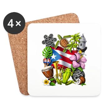 Porto Rico Boricua Pride - Dessous de verre (lot de 4) - blanc - Devant