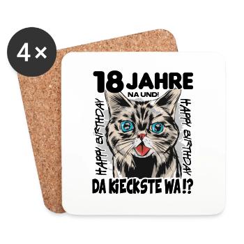 18 Jahre Geburtstag Katze Mietze Süss - Untersetzer (4er-Set) - Weiß - Vorne