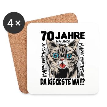 70 Jahre Geburtstag Katze Mietze Süss - Untersetzer (4er-Set) - Weiß - Vorne