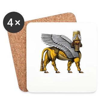 Lamassu Sumerian Winged Bull - Coasters (set of 4) - white - Front