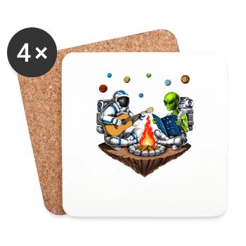 Astronaute de l’espace extraterrestre Camping - Dessous de verre (lot de 4) - blanc - Devant