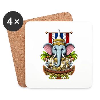 Éléphant de Thaïlande - Dessous de verre (lot de 4) - blanc - Devant