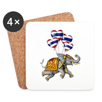Éléphant de Thaïlande - Dessous de verre (lot de 4) - blanc - Devant
