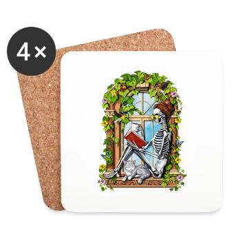 Skelett Hippie Pflanzen - Untersetzer (4er-Set) - Weiß - Vorne