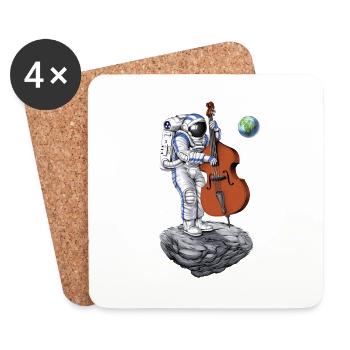 Astronaut Kontrabassist - Untersetzer (4er-Set) - Weiß - Vorne