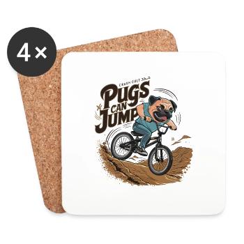Mops Hundehalter Mops Pugs Can Jump - Untersetzer (4er-Set) - Weiß - Vorne