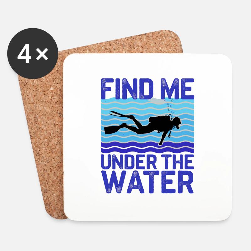 Taucher Tauchen Find me under water - Untersetzer (4er-Set) - Weiß