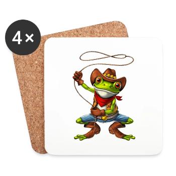 Frosch Cowboy - Untersetzer (4er-Set) - Weiß - Vorne