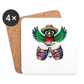 Tambour d’oiseau trogon de Cuba - Dessous de verre (lot de 4) - blanc - Devant