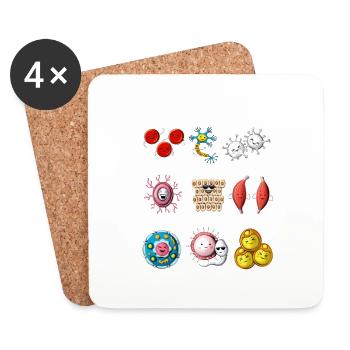 Biology Cells - Coasters (set of 4) - white - Front
