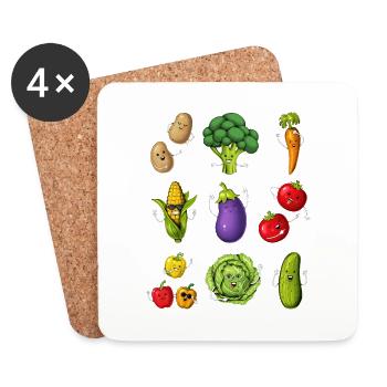 Drôles de légumes - Dessous de verre (lot de 4) - blanc - Devant
