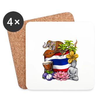 Thaïlande - Dessous de verre (lot de 4) - blanc - Devant