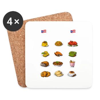 Aliments à Porto Rico - Dessous de verre (lot de 4) - blanc - Devant