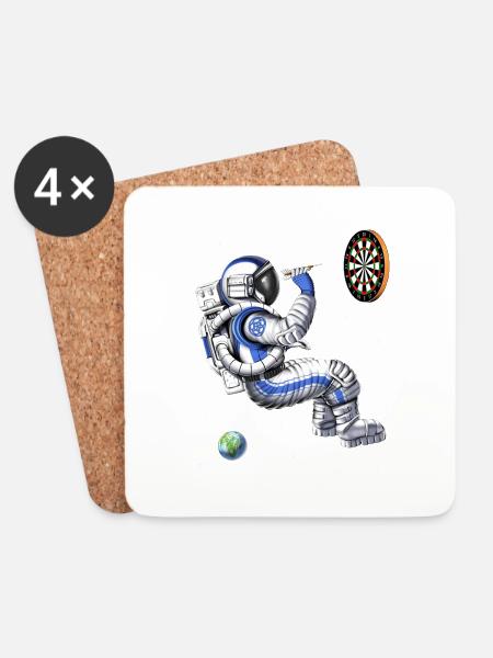 Astronaut Darts Player - Coasters (set of 4) - white