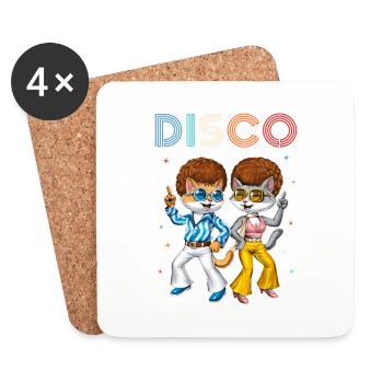 Chats disco - Dessous de verre (lot de 4) - blanc - Devant