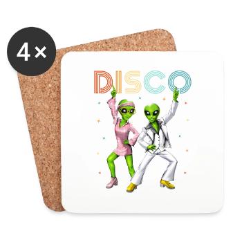 Extraterrestres disco - Dessous de verre (lot de 4) - blanc - Devant