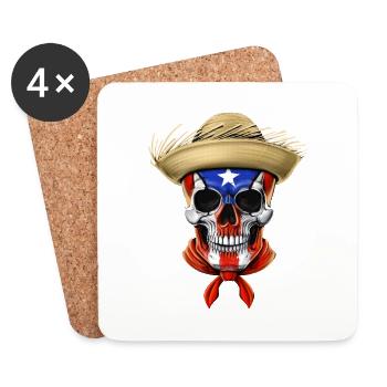 Crâne de Porto Rico - Dessous de verre (lot de 4) - blanc - Devant