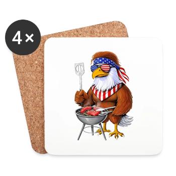 American Bald Eagle Barbecue - Dessous de verre (lot de 4) - blanc - Devant