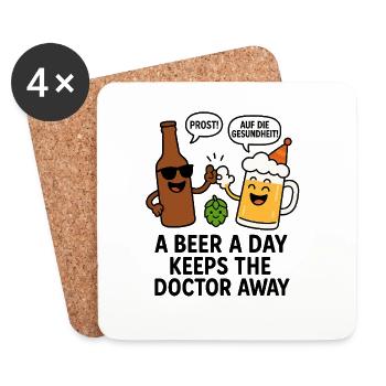 Festive beer and hop charm - Coasters (set of 4) - white - Front